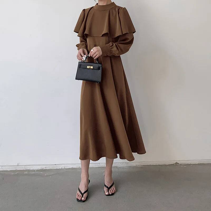 Women's Long Dress Korean and  - Korean Style A Line Shirt Dress 评论和价格