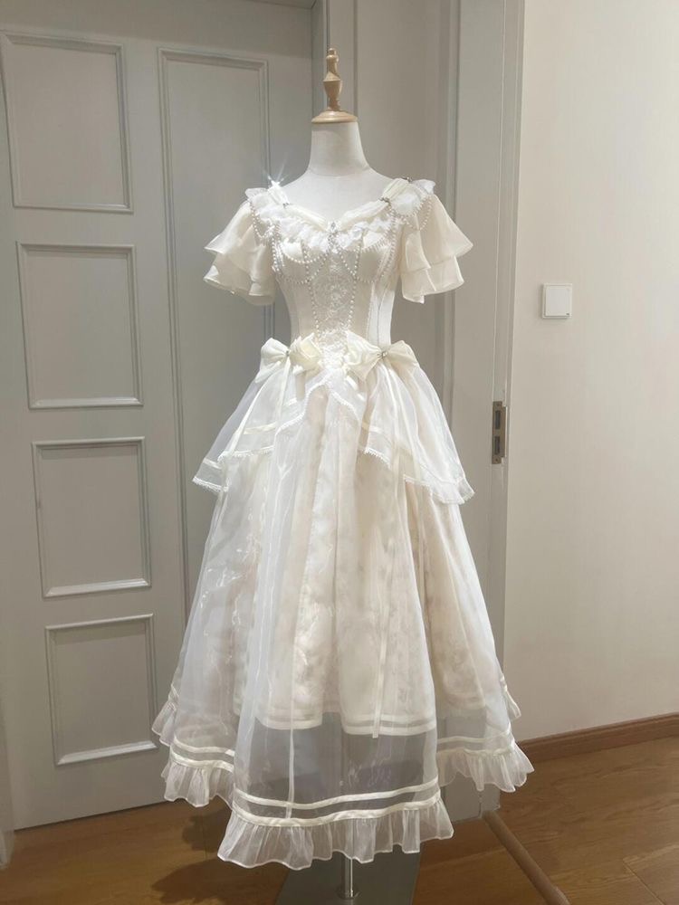 Forest Style Sweet Vintage Bow - French Vintage Floral Midi Dress 评论和价格