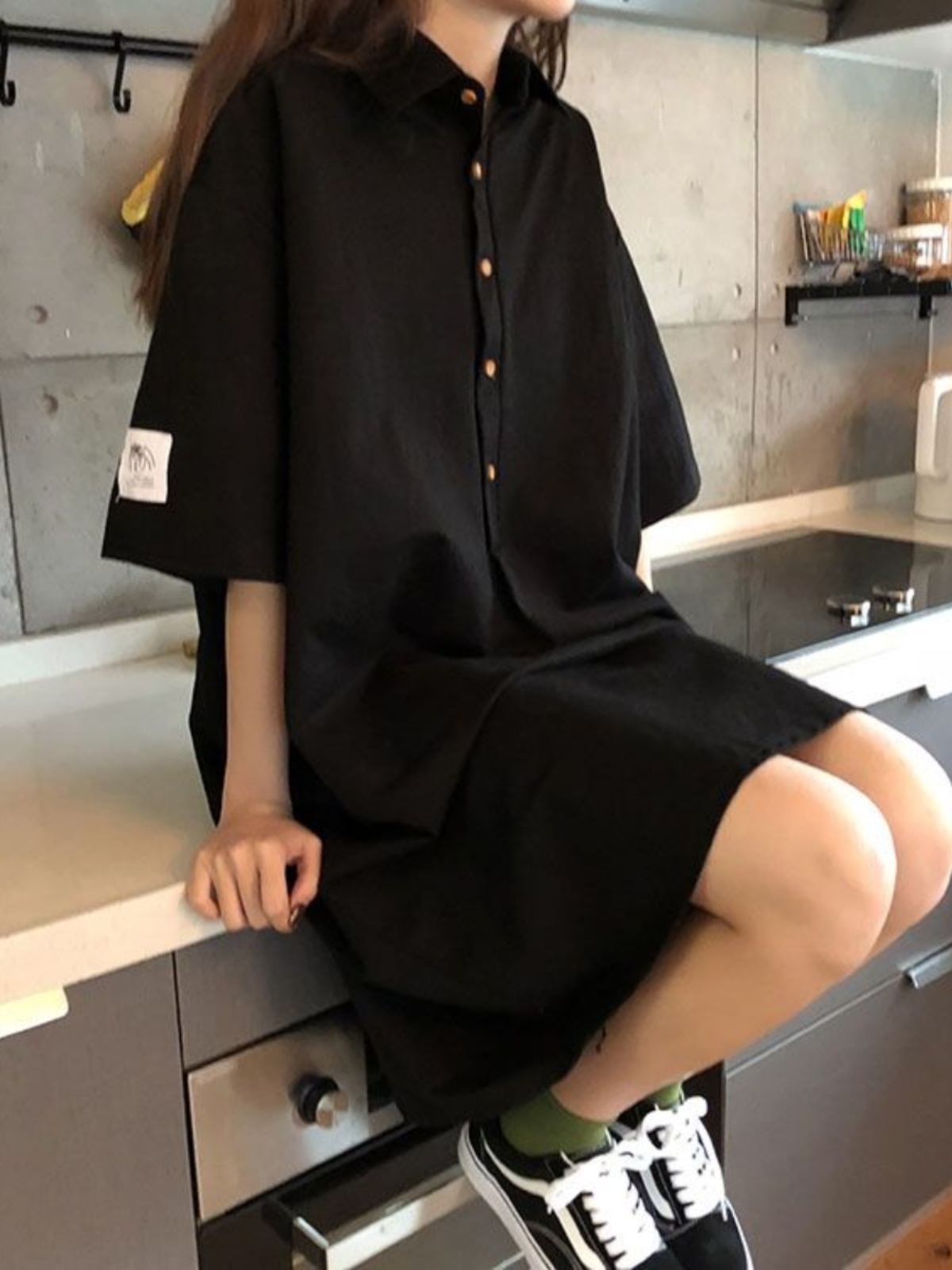 plus Size Shirt Dress Slimming - Korean Style A Line Shirt Dress 评论和价格