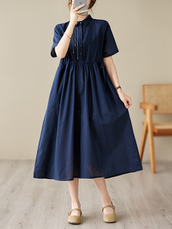 Casual Cotton Linen Embroidere - Casual Loose Linen Shirt Dress 评论和价格