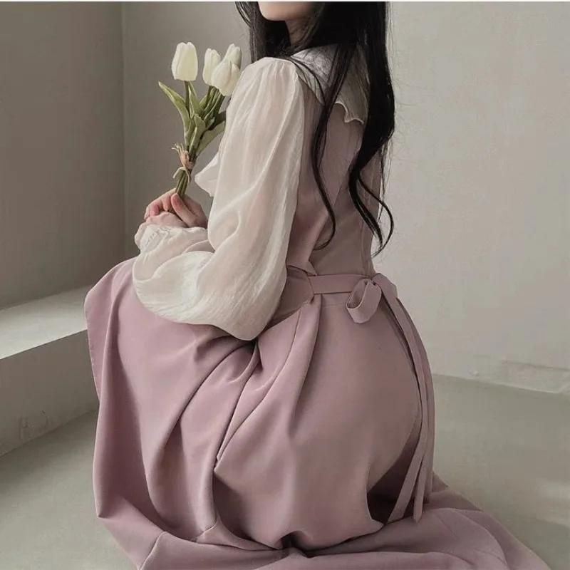 Long Sleeve Dresses Women Fren - French Vintage Floral Midi Dress 评论和价格