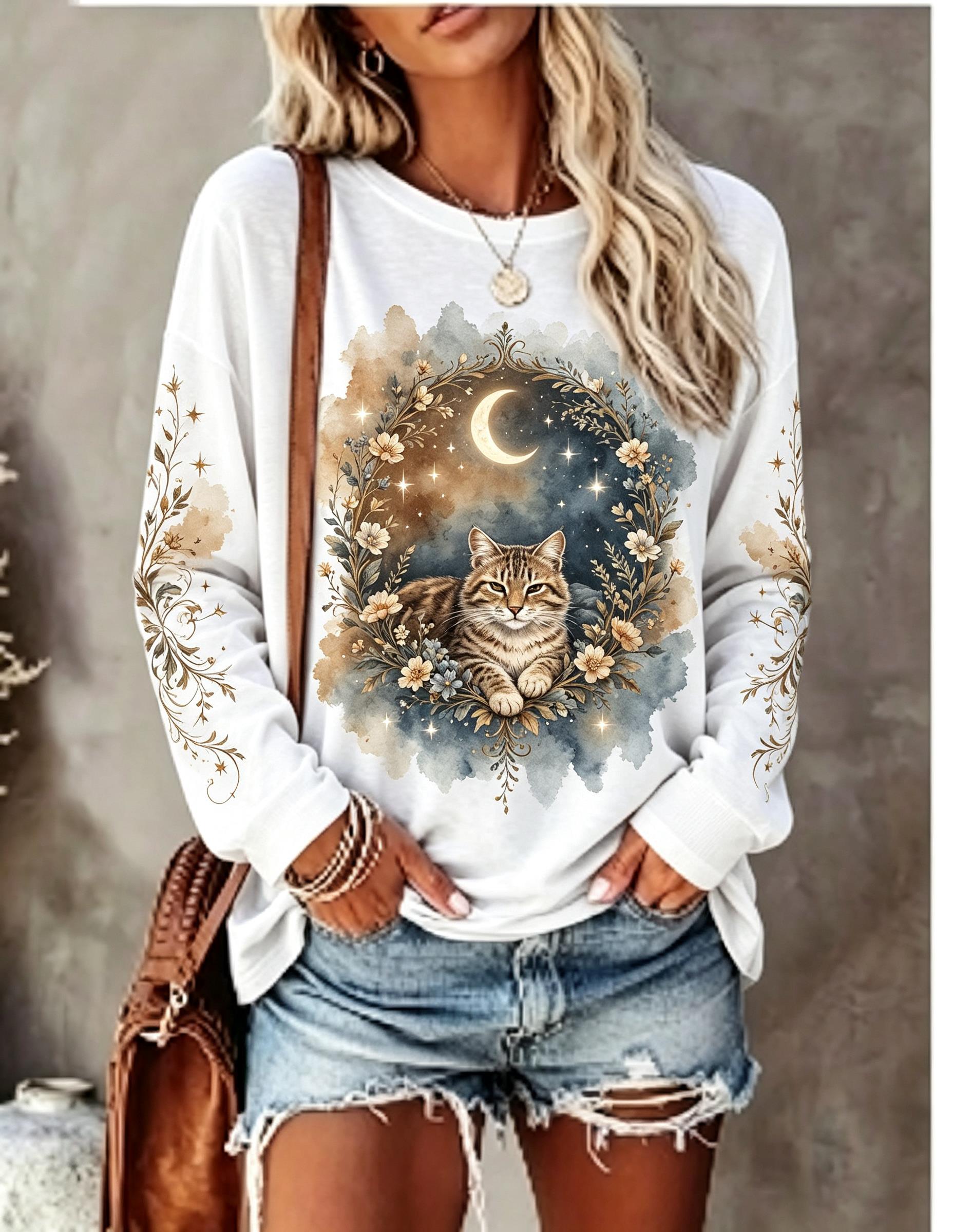 Women Long Sleeve T Shirt Howl - Blouses 评论和价格