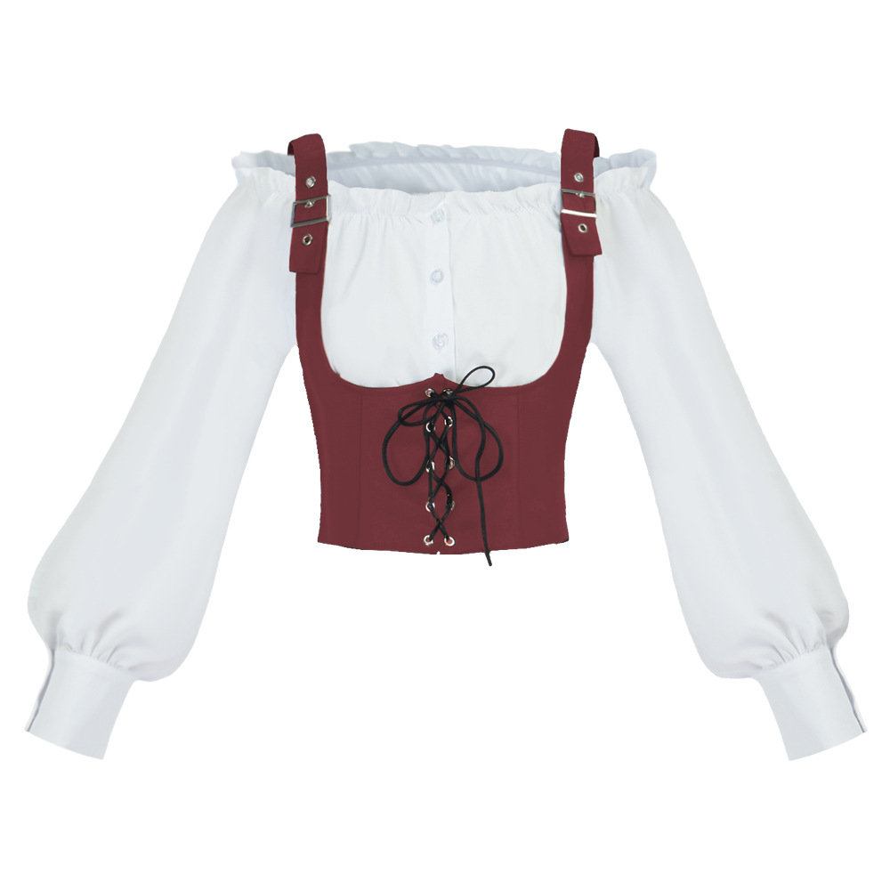 Retro Western Style Women Blou - Blouses 评论和价格